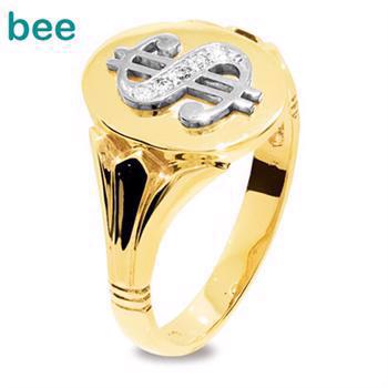 Bee Jewelry Diamantring für Männer - "Dollarzeichen" Für einen echten Mann